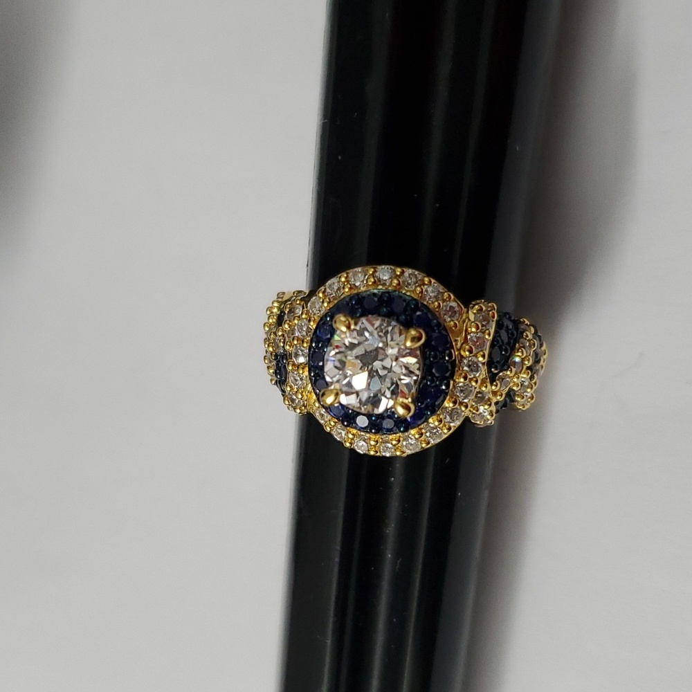 Watch VIDEO / Sterling Silver 925 Gold Accentuated Saphire Ring